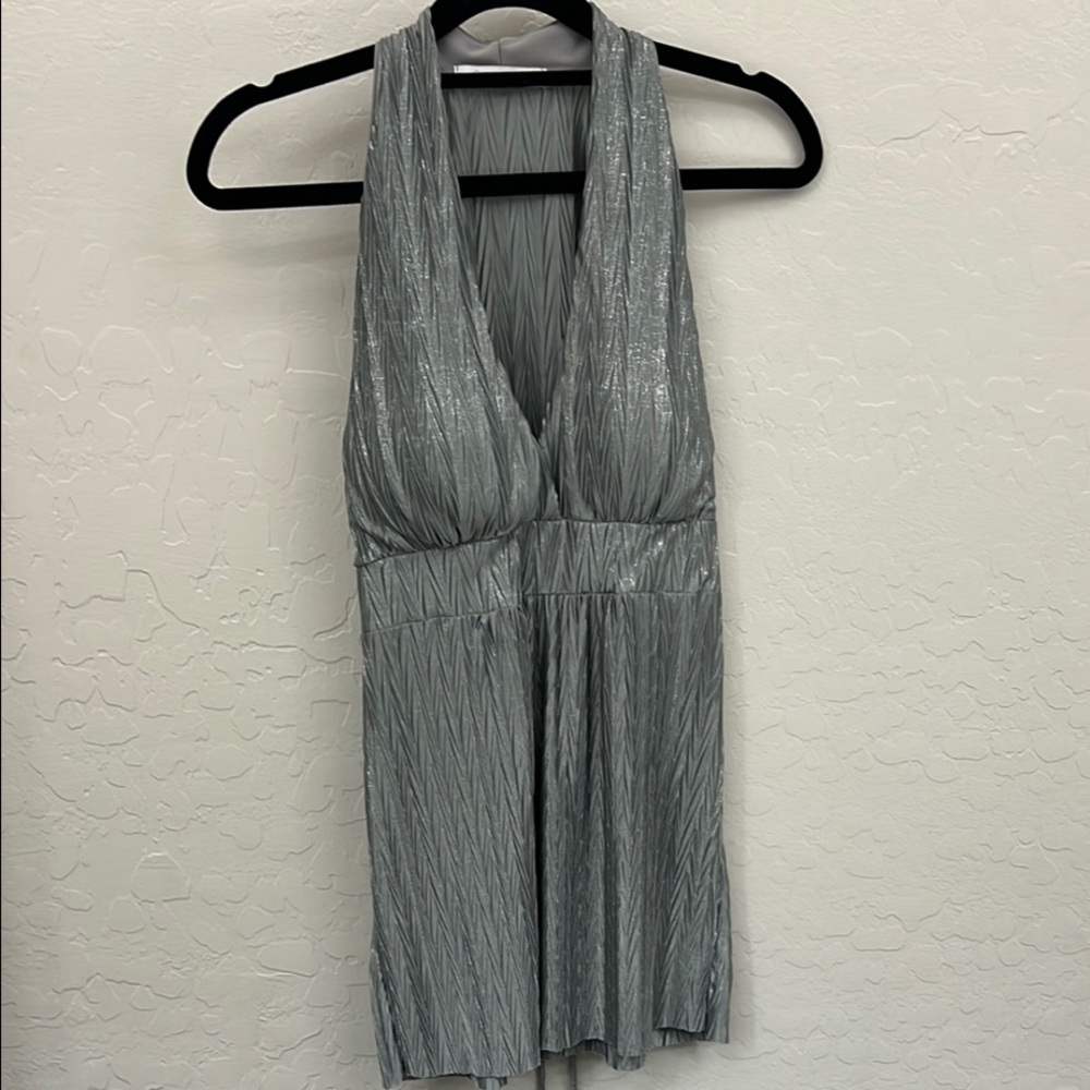 Elegant Silver Halter Top